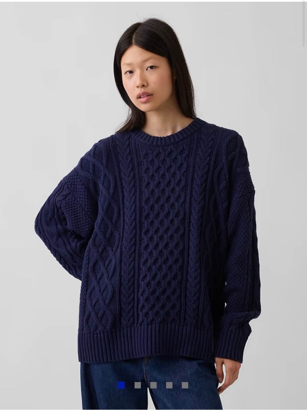100% Gap Cotton Cable Knit oversized Sweater - Navy